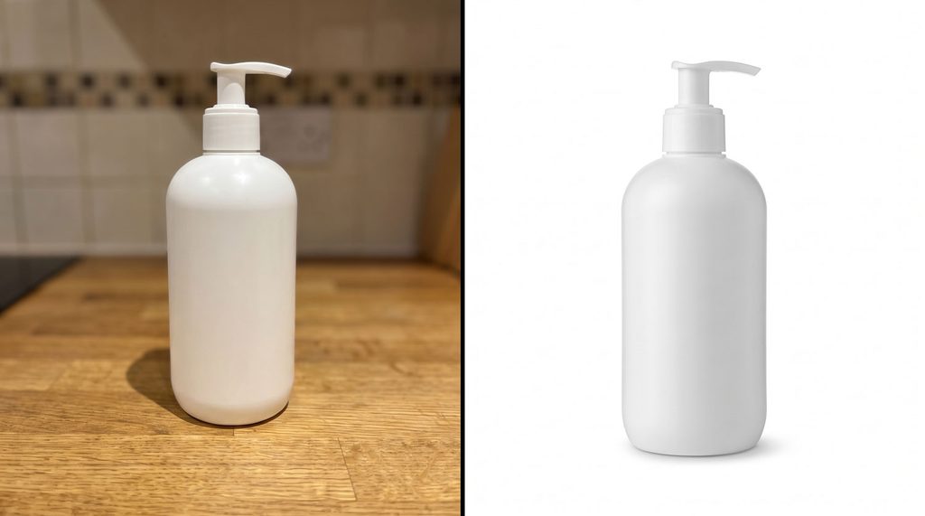 AI product photography source image quality comparison: phone photo vs professional studio photograph